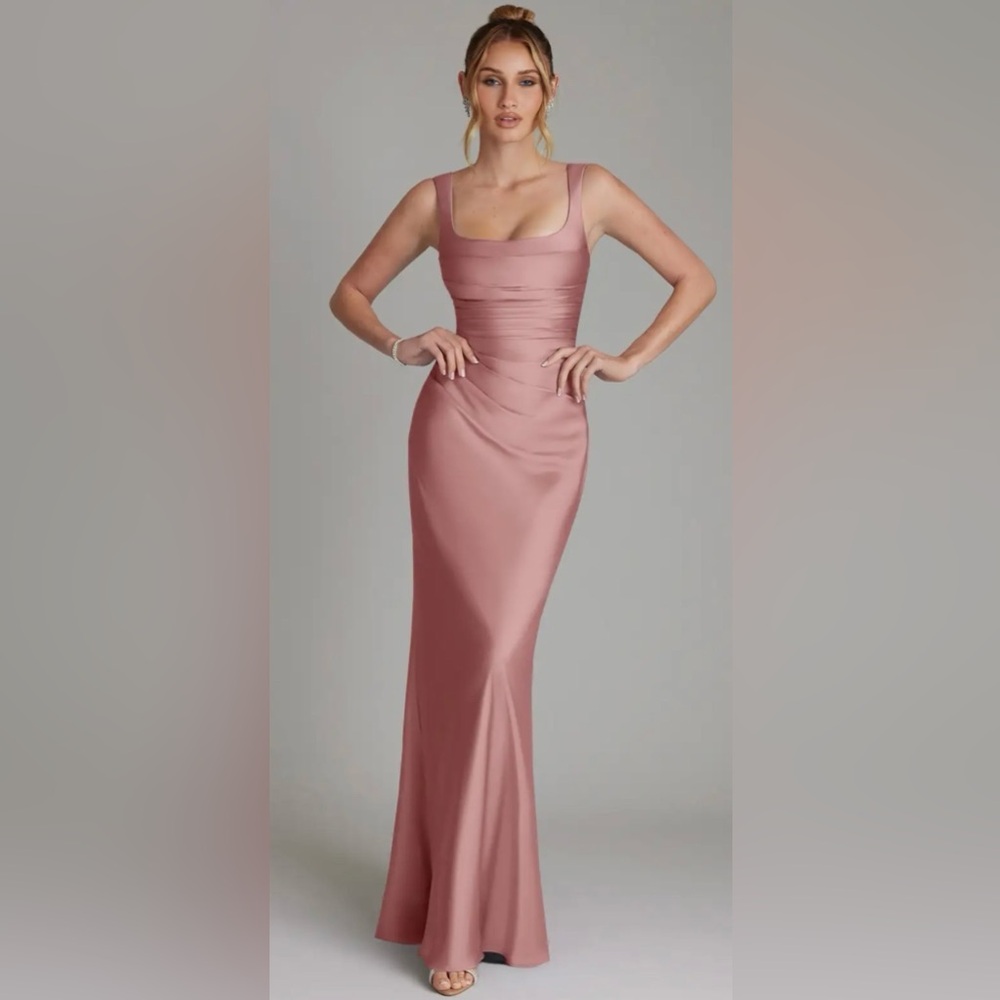 NWT - Azazie A12 Agustina dress - Dusty Rose Stretch Satin